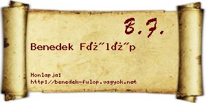 Benedek Fülöp névjegykártya